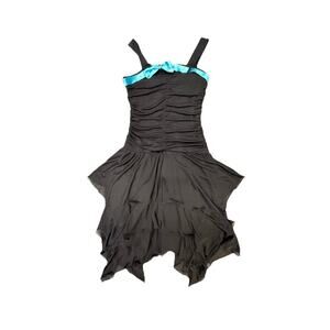 BYER GIRL girls Black DRESS With Blue Ribbon How Girls Size 14 Y2K